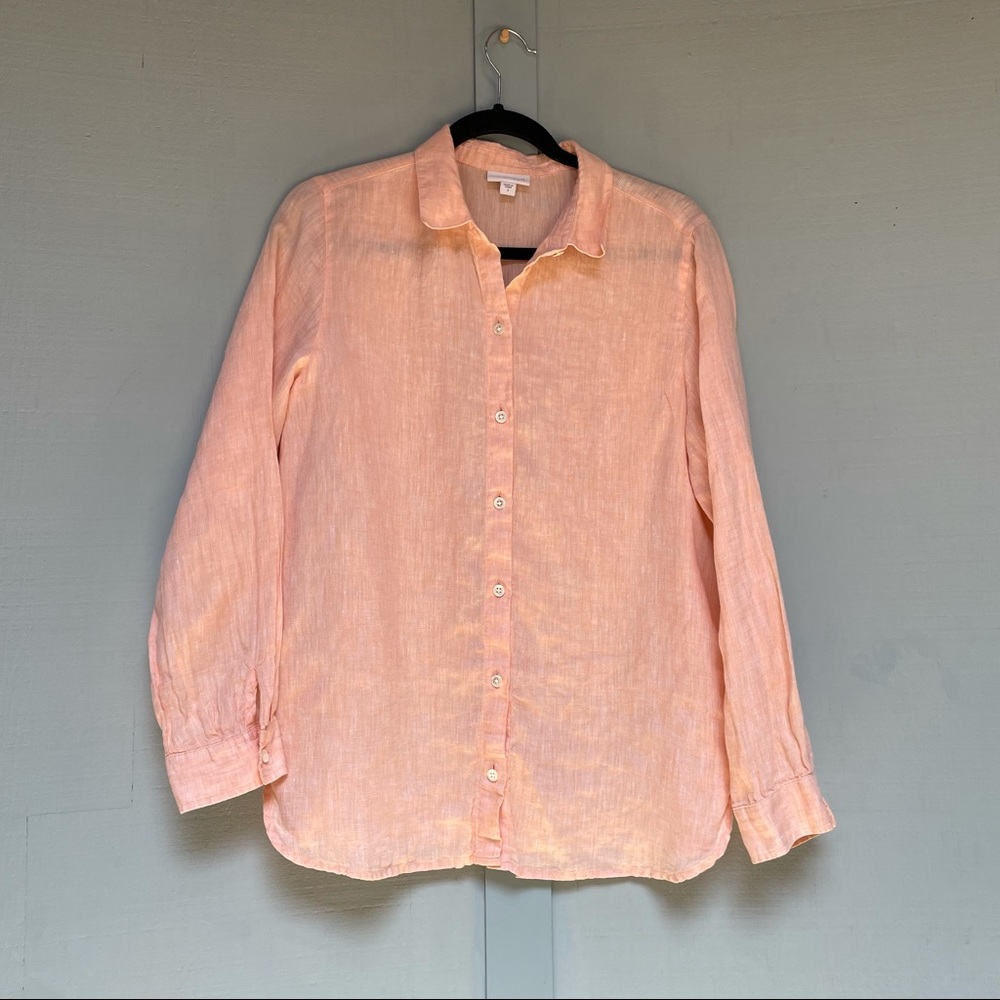 J. Jill Oversized Linen Button Down in Shrimp - S